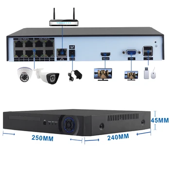 Sloa CCTV 8CH POE NVR Onvif H. 264 videosalvesti Võrguga NVR Turvalisuse Süsteem 720P/960P/1080P IP Kaamera Xmeye P2P Pilv NVR