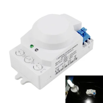 SM-803 360 kraadi Avastamise Nurk LED Valgustus Mikrolaine Andur Kontrolli Lüliti - Valge (AC 220~240V)
