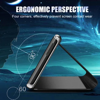 Smart Mirror Klapp Telefoni Puhul OnePlus 7T 7 8 Pro Selge Aknas Kõva PC Seista Kaane Jaoks Üks Pluss 6 6T Jalg Coque