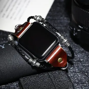 Smart Watch Rihm Apple IWatch Seeria 38/40/42/44mm Mood Sulamist Rihm Cowhide + Roostevabast Terasest Lukk Iwatch Tarvikud