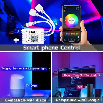 Smart WiFi LED Valgus Kontroller, 2 in 1 DC5V-24V-6A koos Puldi, kooskõlas Alexa Google Kodu ja Siri