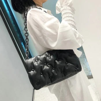 Solid Color Pu Nahk Õla Messenger Kotid Naistele 2020 Disainer Akrüül Kett Crossbody Kotid Padi, Käekotid Ostukott