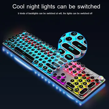 Steampunk Mängude Mehaaniline Klaviatuur 104 KeysAnti-ghosting RGB Backlight Must/Sinine Lüliti Juhtmega klaviatuuri Lauaarvuti Sülearvuti