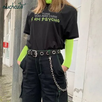 SUCHCUTE Segast Naiste T-Särk Modis Longslive Tshirt Naiste Streetwear kõrge kaelusega Chemise Femme Sügisel 2019 Tops Festival