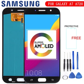 Super AMOLED Telefonid ekraaniga Samsung Galaxy A7 2017 A720 A720F A720M Lcd Puuteekraani Digitizer Assamblee LCD Asendamine