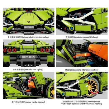 Super Racing-Technic Auto Bugattied Chiron 1:14 Mudeli Staatiline Hoone Plokid, Tellised Set Lapsed Mänguasjad Lastele Poiss Jõulukingiks