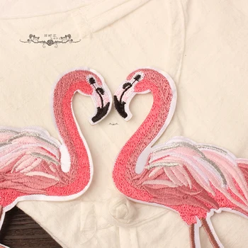 Suur Ilus Roosa Flamingolased Plaastrid Raud Tikitud Plaaster Riided Stick Kohta Pääsme Kleebi Riided Õmble Kott Püksid