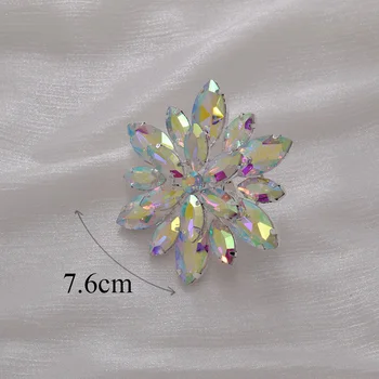 Suur suurus 7.6 cm, Kaks kihti lill naiste rõngad reguleeritav ehted ringi pulm crystal AB kive ringi ehted hõbe