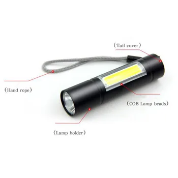 Suur võimas Q5 LED taskulamp COB Tõrvik USB flash kerge töö laetav Aku Lamp lanterna väljas öö Telkimine kalapüük