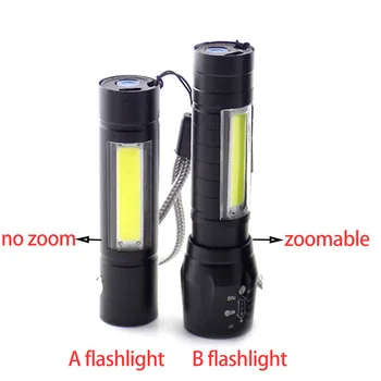 Suur võimas Q5 LED taskulamp COB Tõrvik USB flash kerge töö laetav Aku Lamp lanterna väljas öö Telkimine kalapüük