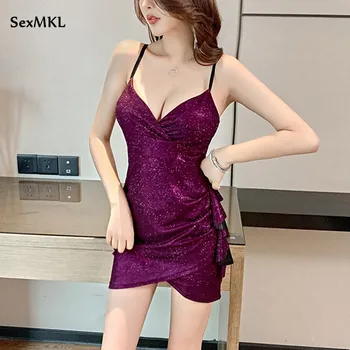 Suvel Seksikas Klubi Kleidid Mood 2020 V Kaela Peep Varba Kingad Bodycon Pool Kleit Elegantne Naiste Riided Korea Slim Lühike Must Mini Kleit