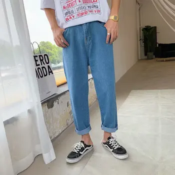 Suvel uus stiil, Hong Kong stiilis teksad meestele korea lahti sirge kärbitud püksid meeste retro haaremi hip-hop tänava lai-jala püksid