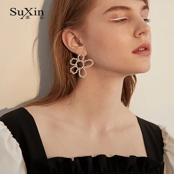 SuXin kõrvarõngad 2020. aasta uus temperament riis helmed lill kõrvarõngad naistele pearl kõrvarõngad ehted kingitused