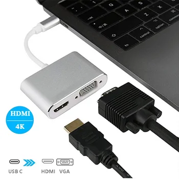Sülearvuti USB Type C Docking Station, USB Type C HDMI-VGA Adapter for MacBook Air Pro Dell XPS Hp Elitebook Lenovo Thunderbolt 3