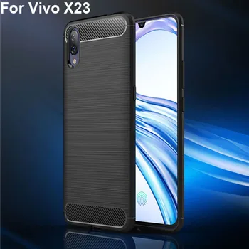 Süsinikkiust tekstuuriga silikooni Jaoks Vivo X23 Juhul meeste Äri stiili Vivo X 23 VivoX23 V1809A mobiiltelefoni tagakaas Juhul