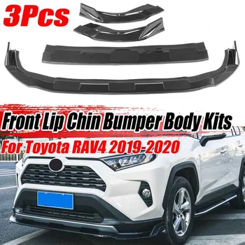 Süsinikkiust Vaadata/Must Auto esistange Splitter Huule Lõug Body Kit Kaitseraua Difuusor, Spoiler Protector Toyota RAV4 2019-2020