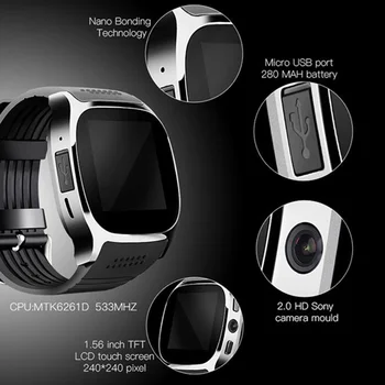 T8 Bluetooth-Toetada SIM-TF Kaart Kaamera ooterežiimi Ekraan Pedometer Smart Vaadata