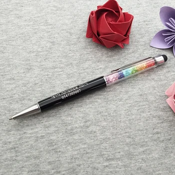 Tagasi kooli kingitus pen tüdrukute 1tk vikerkaar crystal diamond pen metallist stylus pen kohandatud TASUTA oma nimi tekst