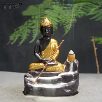Tagasivoolu Viiruk Põleti Viiruk Pulgad Omanik Juga Home Decor Portselan Suitsutusastia Zen Kuldne Buddha Kuju Incenso Põletid