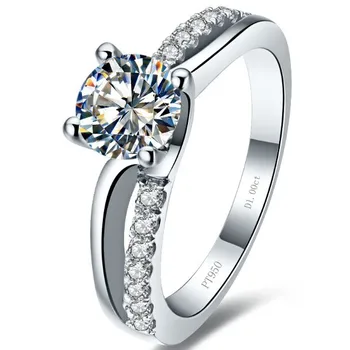 Tahke Platinum PT950 Ringi 1CT Teemant Engagement abielusõrmus Avaldus Sünnipäeva Ehted Kingitus Tüdruk Sõber Kunagi Fade