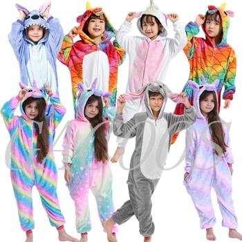 Talvel Poisid Anime Õmblema Pidžaama Sleepwear Beebi Tüdrukute Pidžaamad Lastele Ükssarvik Panda Pijamas Infantil Unicornio Kigurumi Riided