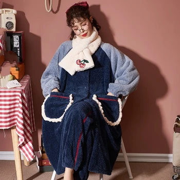 Talvine Naiste Pidžaamad Soe Jaoks Magab Nightwear Homewear Paks Coral Fliis Nightgowns Naine Cartoon Kapuutsiga Lapp Rüü Komplekt