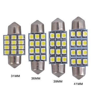 Tasuta kohaletoimetamine 100tk/palju Festoon 12smd 1210 3528 led c5w 31mm 36mm 39mm 41mm led car light led Indikaator Lamp 12V Lamp