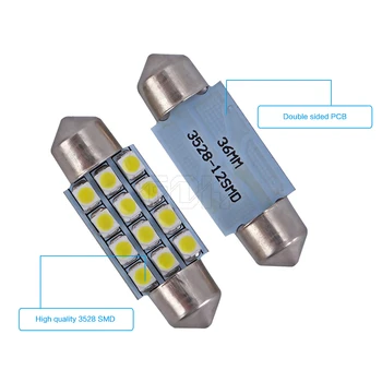 Tasuta kohaletoimetamine 100tk/palju Festoon 12smd 1210 3528 led c5w 31mm 36mm 39mm 41mm led car light led Indikaator Lamp 12V Lamp