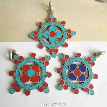 TBP317 Nepali Metallist valge Vask vintage Õie ripatsid Tiibeti Kivi Lotus Kingkong Amulett Võlusid