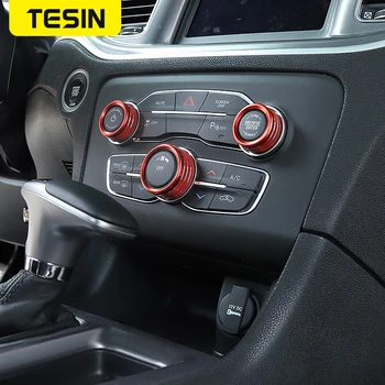 TESIN Auto kliimaseade Audio-Lüliti Nupp Teenetemärgi Katta Sõrmus Tarvikud Dodge Challenger Dodge Charger+