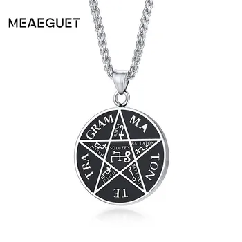 Tetragrammaton Pentagramm Ripats Mehed Medallion Kaelakee Oksüdeerunud Saalomoni Võlu Vantage Mees Colar