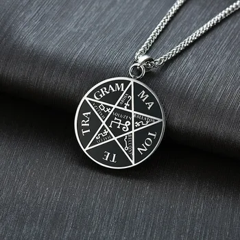 Tetragrammaton Pentagramm Ripats Mehed Medallion Kaelakee Oksüdeerunud Saalomoni Võlu Vantage Mees Colar