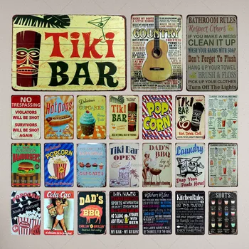 Tiki Bar Tina Märke Köök Reeglid Metallist Plaat Garaaži Seina Pubi, Restoran Home Art Decor Vintage Raud Plakat Cuadros A-1009