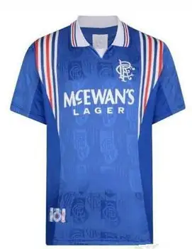 Top Retro 96 97 Glasgow Rangers Camisa de futebol päevasärgid GASCOIGNE LAUDRUP Sinine Kodus 1996 1997 klassikaline Futbol Camisa