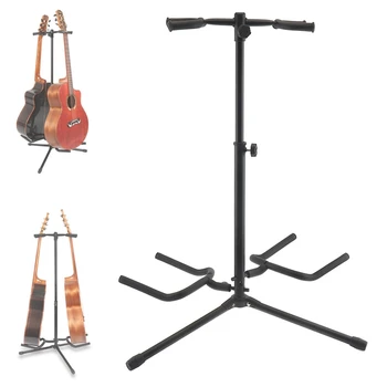 Topelt Omanikud Alumiinium Põrand Kitarri Stand Guitarra Bracket Stabiilne Statiiv Ekraan 2tk Akustiline ja Elektriline Kitarr Bass 5