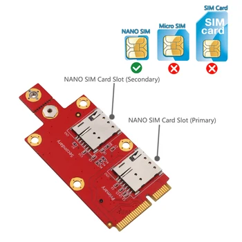 Traadita M. 2 Võtit B Mini PCI-e Adapter 2-NANO-SIM-Kaardi pesa NGFF M2 Mini PCI Express PCIe Sobib 5G 4G Moodul