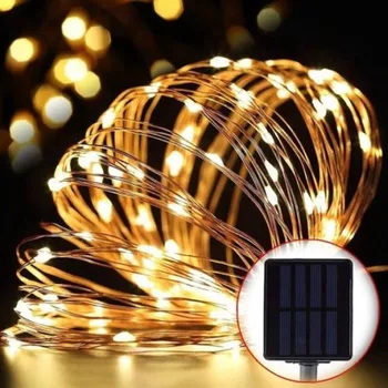 Traat String LED Tuled 20M 10M 5M Solar Powered Vask Veekindel Päikese Haldjas Tuli Jõulud Garden Holiday Lamp Teenetemärgi
