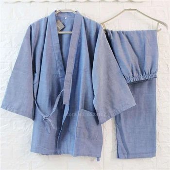 Traditsiooniline Kimono Sleepwear Pidžaama Komplekt Naistele Meeste Puuvillased Lahti Jaapani Stiilis Supelda Yukata Top Pükste Paar Nightgowns