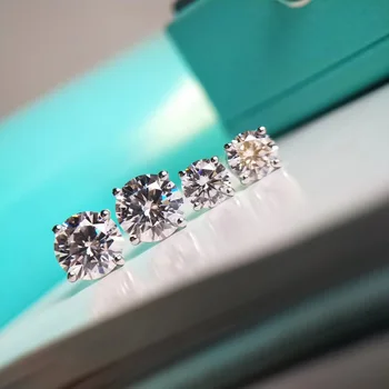 Trendikas 5mm/9mm Lab Teemant Stud Kõrvarõngas Reaalne 925 Sterling Hõbe Pool Pulm Kõrvarõngad on Naiste-meeste Engagement Ehted