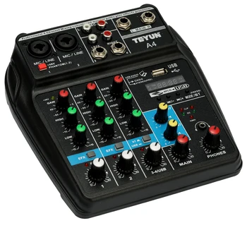 TU04 BT Sound Mixing Console 4 Kanalit Audio Mixer Rekord 48V Phantom Power Jälgida AUX Teed Pluss Mõju USB