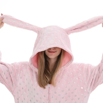 Täiskasvanud Anime Roosa Jänes Kigurumi Onesie Kostüüm Naistele Naljakas Loomade Onepieces Sleepwear Varjata Kodu Riided Tüdruk Poiss