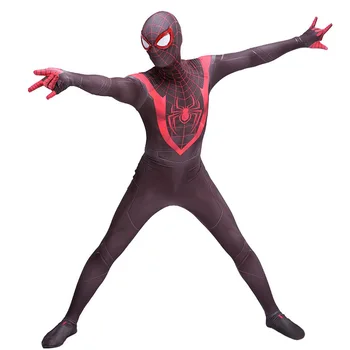 Täiskasvanud/Lapsed PS5 Km Morales Cosplay Kostüüm Zentai Halloween Kostüüm Superkangelane Bodysuit Kombekas Ujumine Sobib Jõulud
