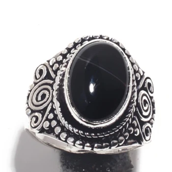 Tõeline Must Onyx Ring Hõbe Levialas üle Vask, Käsitsi Valmistatud Naiste Ehted kingitus, R6773, USA Suurus : 9.25