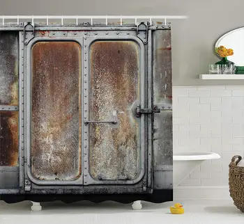 Tööstus-Decor Dušš Kardin Set Vintage Raudtee Konteineri Uks Metallist, Transport Raud Power Design Bathroom Accessories