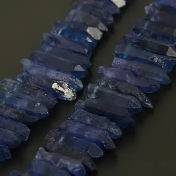 Töötlemata Lapis Sinine värv Quartz Crystal Top Puuritud Meriluts Spike Helmed Kaelakee, lõng,Looduslik Kristallid, Kivid Stick Punkte Jewery