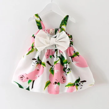 Tüdrukud Dress 2018 Suvel Moe Uus Beebi Väikesed Tüdrukud Rõivad Väike Sõidavad Varrukad Pits Vibu Backless Printsess Kleit