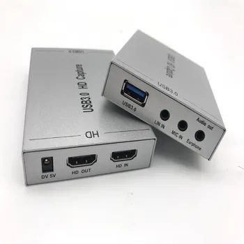 USB 3.0 HDMI Video Capture Card 1080p Capture Kaardi Diktofon Kasti Seade Live Streaming Video Salvestamine koos heliga, MIC