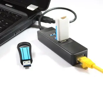 USB 3.0, RJ45 LAN NIC + 3 liidest, USB 3.0 HUB Gigabit NIC U3LC01 Uuendada võrguühenduse kiirus Praktiline