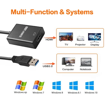 USB-C 3.0 HDMI, DVI Video graafiline Konverteri Adapter HD1080P USB to HDMI Kaabel Mitme monitori Windows XP-s 10 8 8.1 7 Sülearvuti