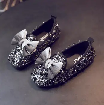 Uued korterid õpilaste sügisel uued tüdrukute kingad korea vibu rhinestone princess kingad tütarlaste mood wild pehme ainus kingad